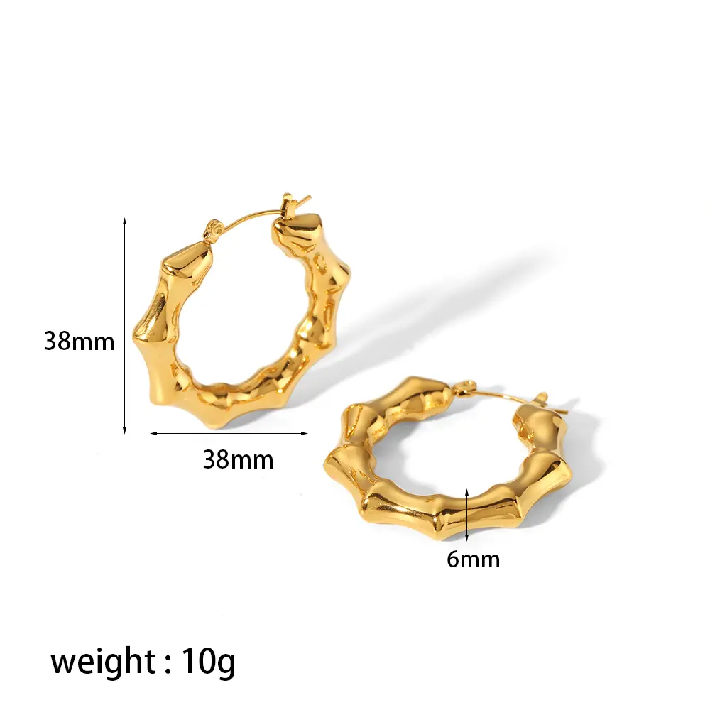 1 Pair Simple Classic Style U Shape Stainless Steel 18K Gold Plated Women's Hoop Earrings h5 Picture2